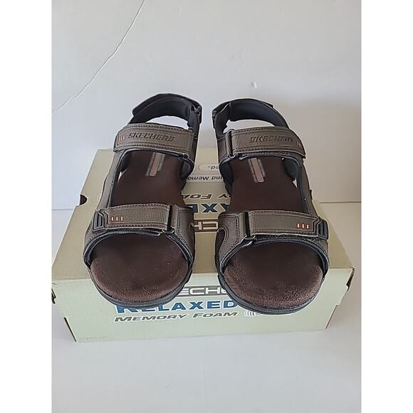 Skechers Mens SZ 11 Garver Louden Brown Outdoor Sandals Adjustable Relaxed Fit - Picture 4 of 10
